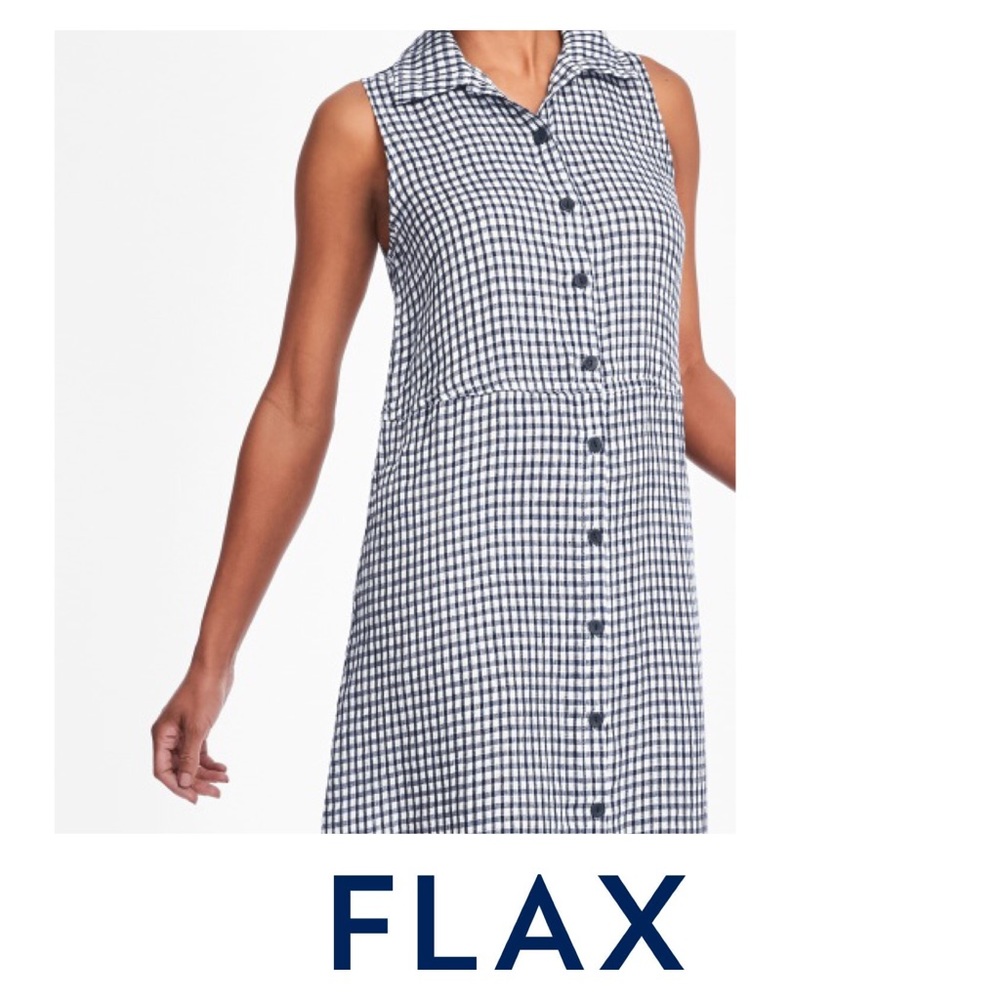 NWOT Flax Dresser Linen Gingham Dress Size Large